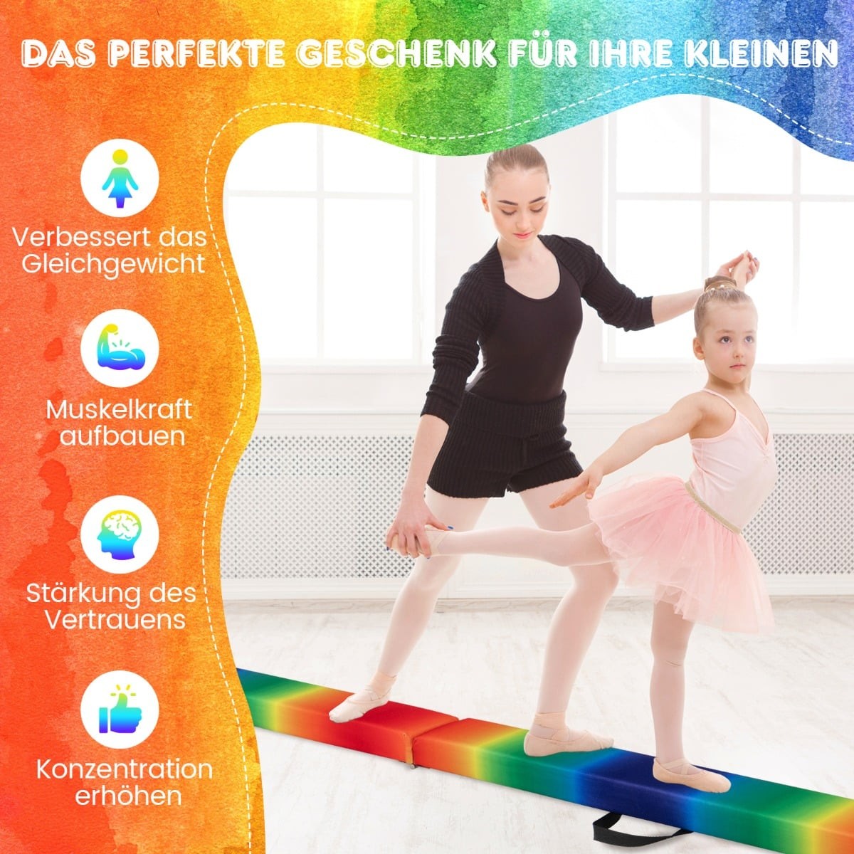 Foldable Gymnastics Balance Beam, 210cm, Suede Finish