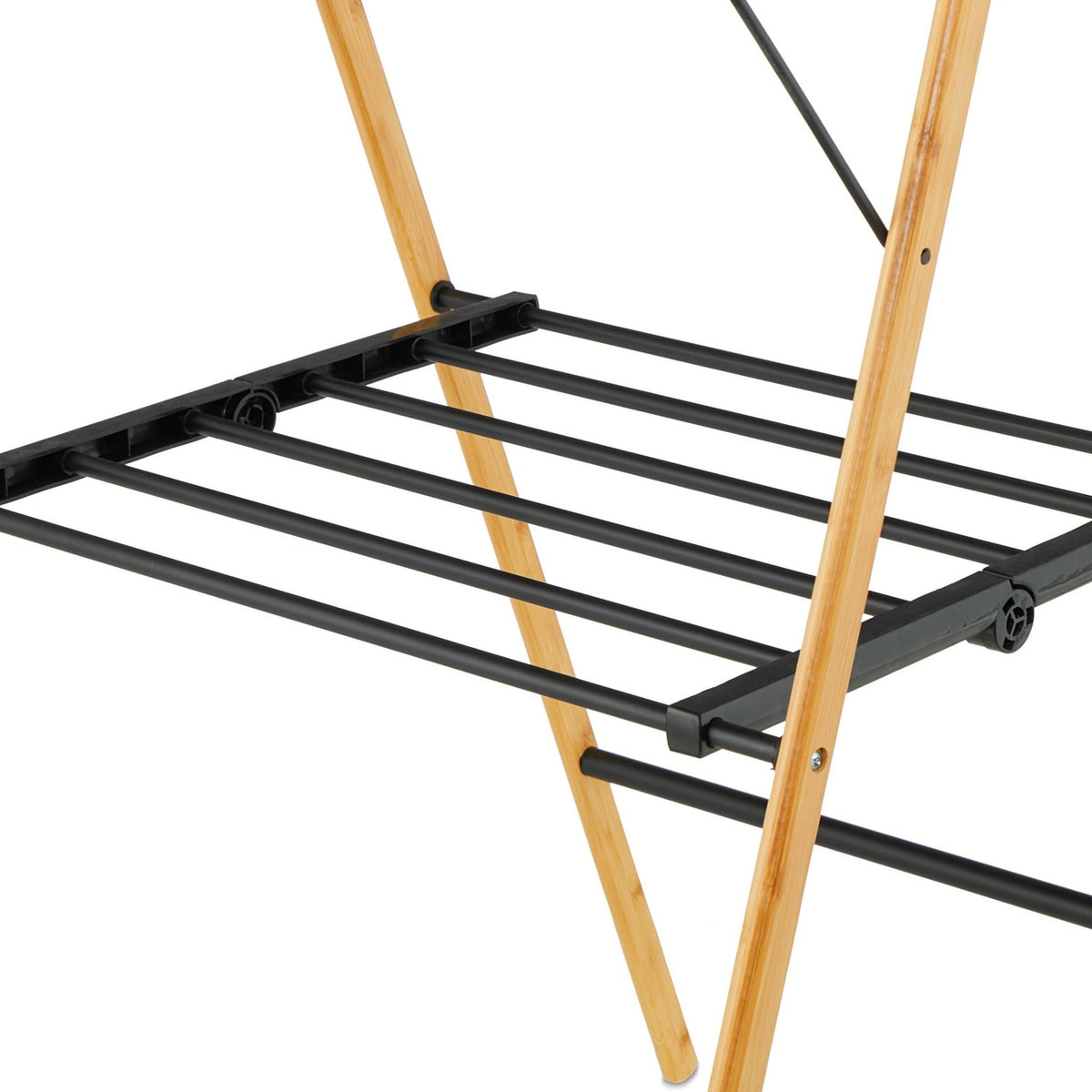 Foldable Laundry Rack – Bamboo & Metal, Winged Design