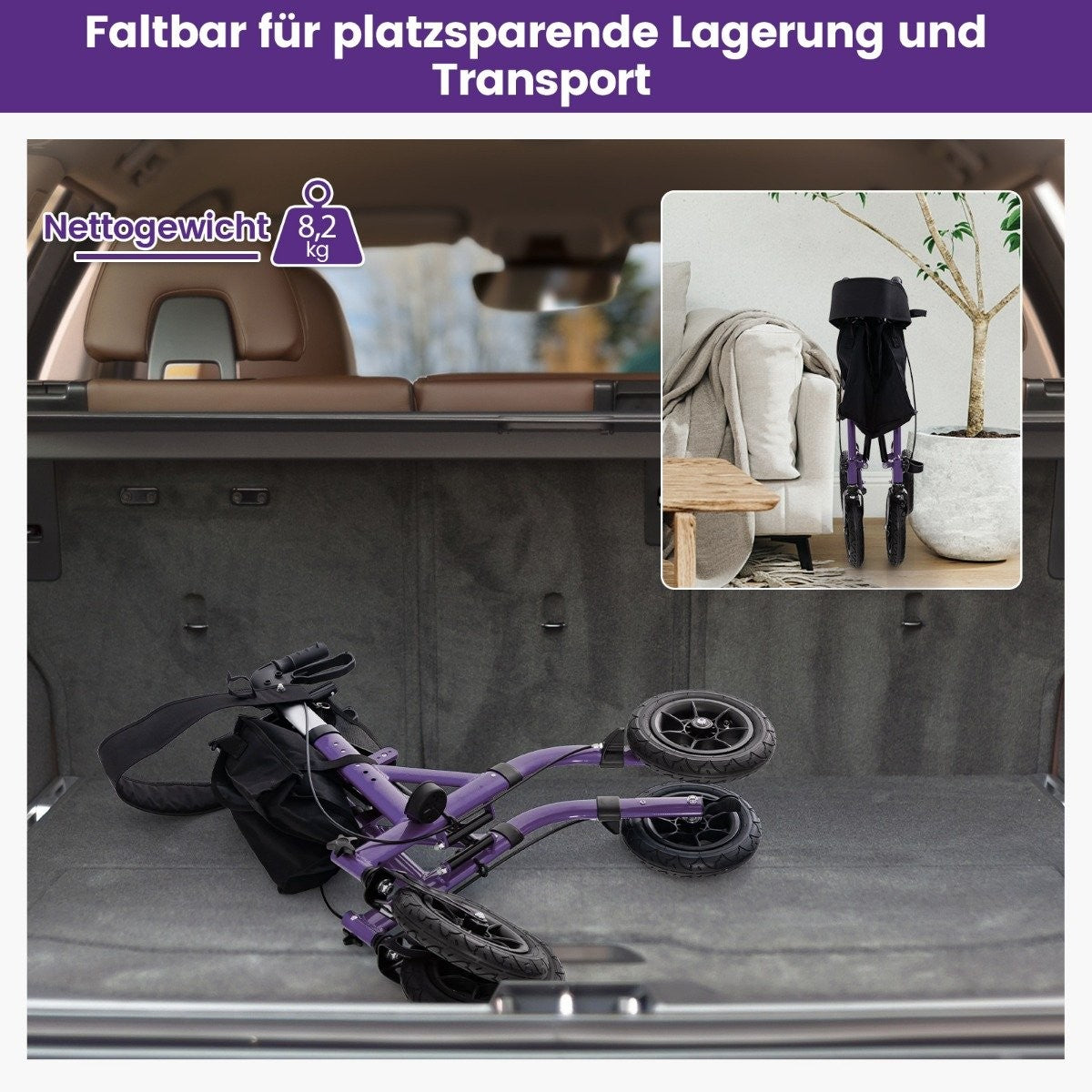 Foldable Lightweight Rollator with Seat, Aluminum, 136 kg Capacity