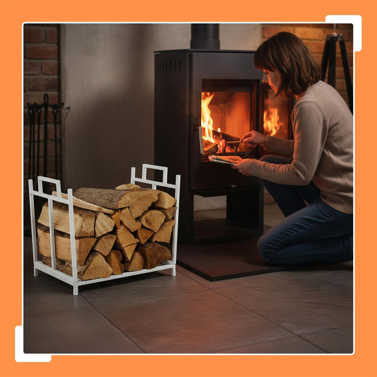 Foldable Metal Log Rack – Space-Saving Firewood Storage