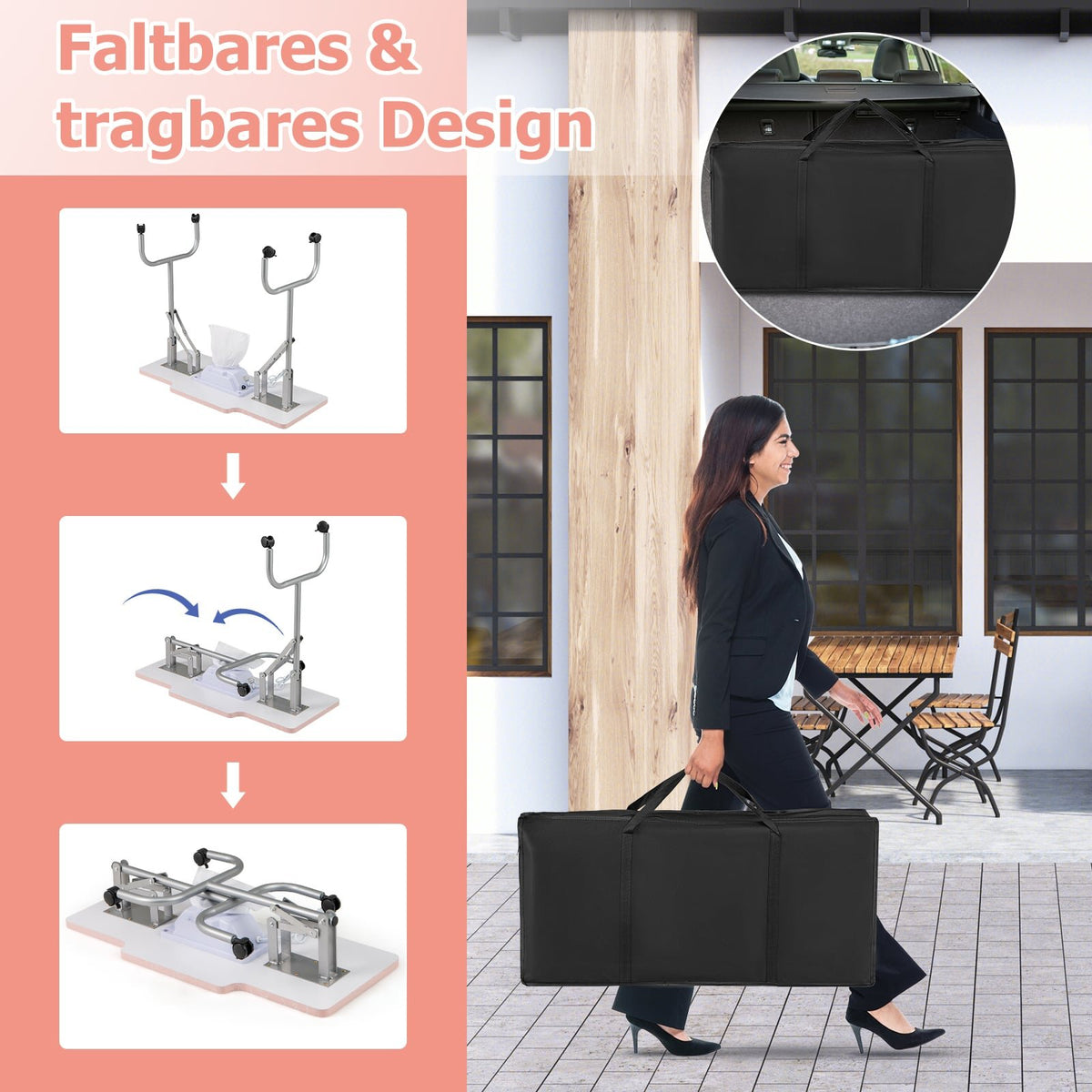 Foldable Nail Table with Electric Dust Collector, Pink