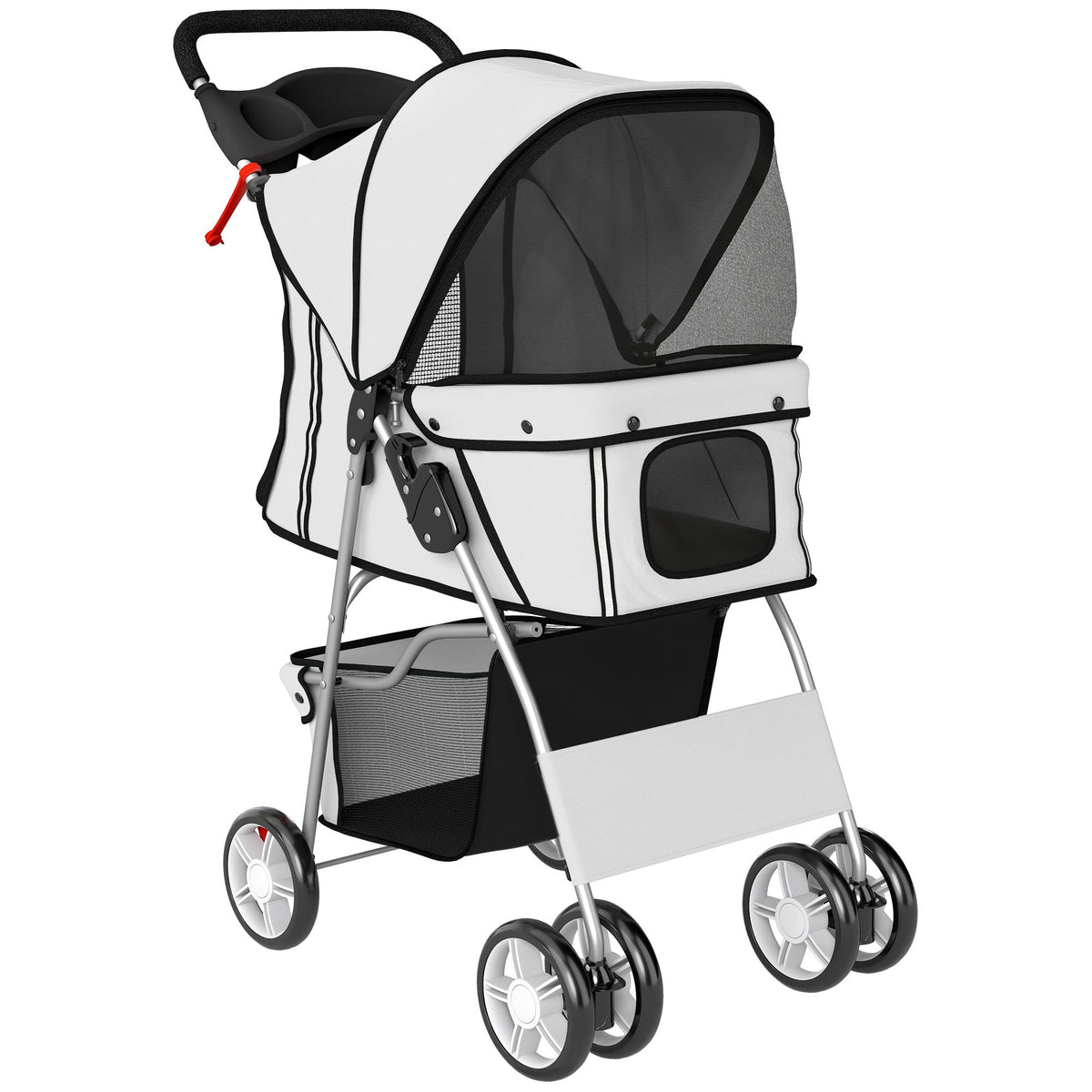 Foldable Pet Stroller with Reflective Strips, Grey