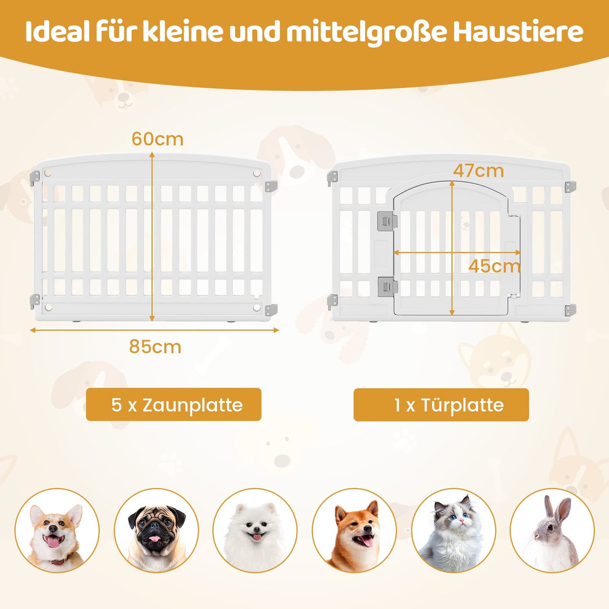 Foldable Puppy Playpen with Lockable Door, 6 Panels
