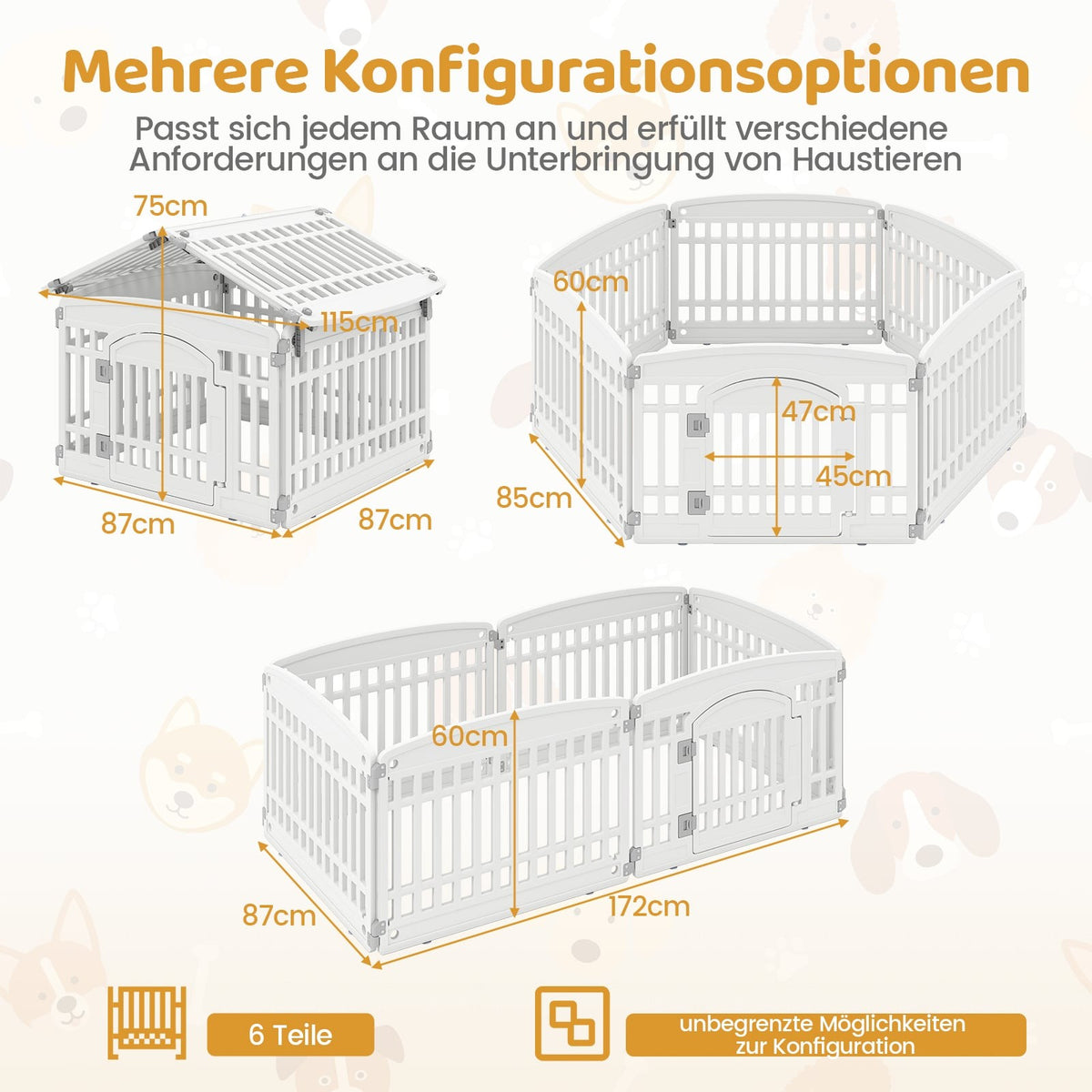 Foldable Puppy Playpen with Lockable Door, 6 Panels