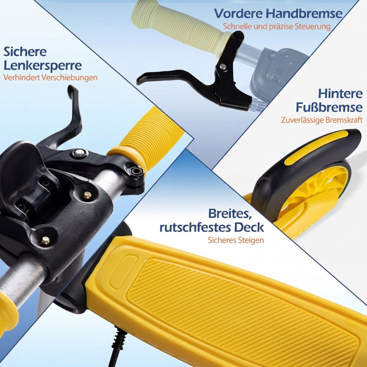 Foldable Scooter with LED Wheels, Adjustable Height, Yellow