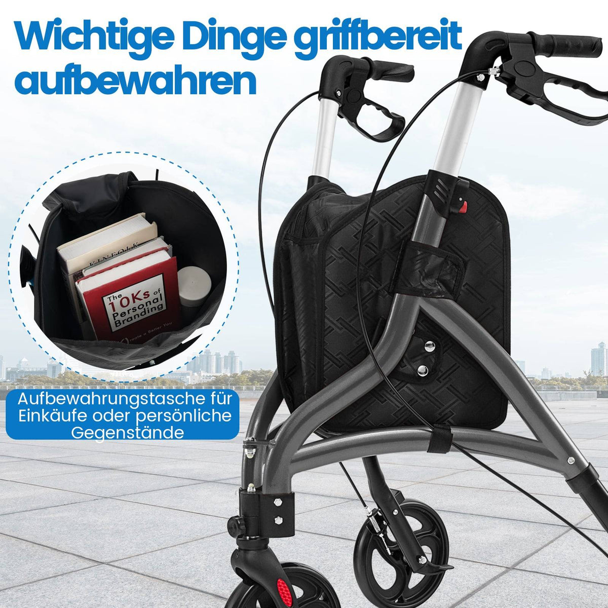 Foldable Senior Walker – Lightweight Aluminum, 20cm Wheels