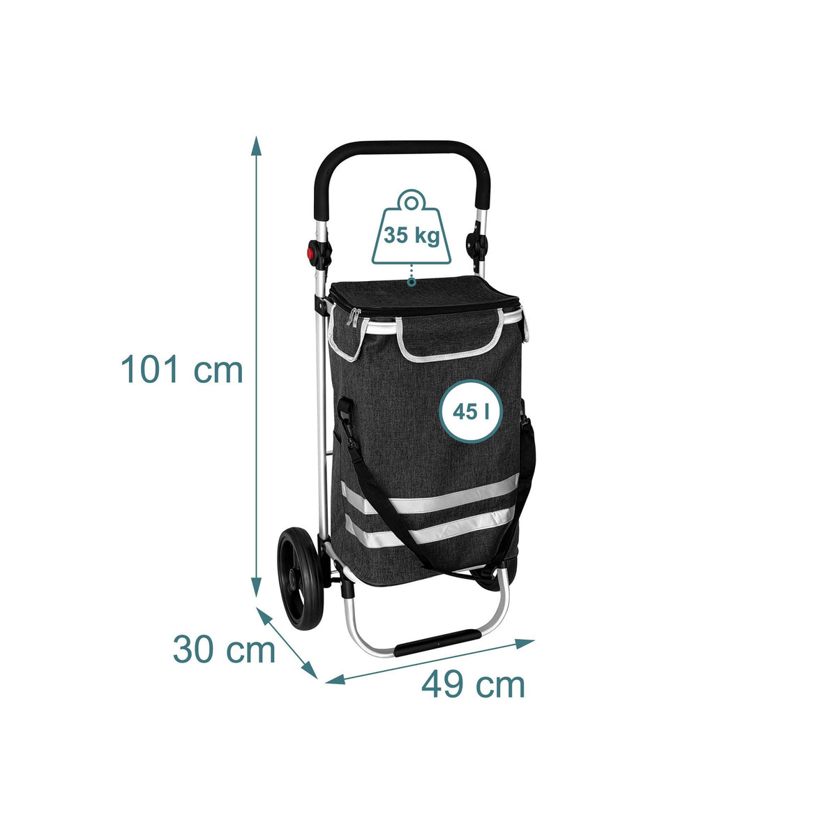 Foldable Shopping Trolley, 45L Capacity, Cooler Bag
