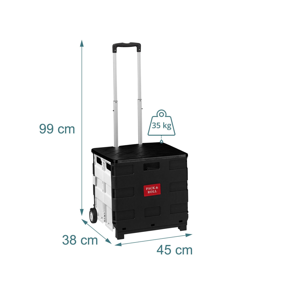 Foldable Shopping Trolley, 50L Capacity, White