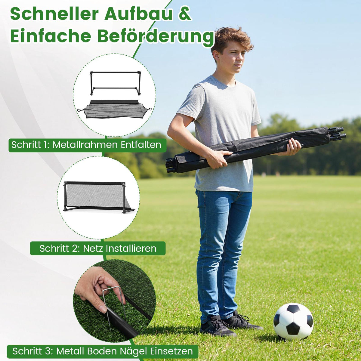 Foldable Soccer Goal 100x50x47cm Metal Frame, PE Net