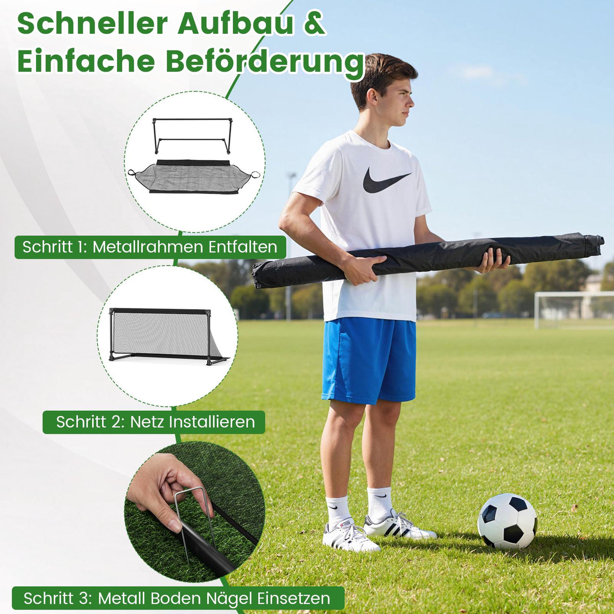 Foldable Soccer Goal 120x57x60cm Metal Frame PE Net