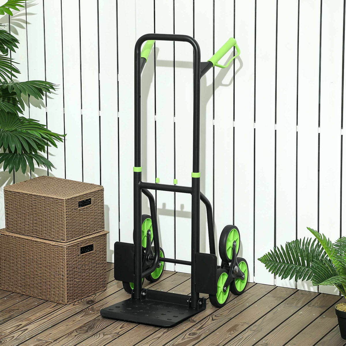Foldable Stair Climbing Hand Truck, Steel Frame, 120kg Capacity