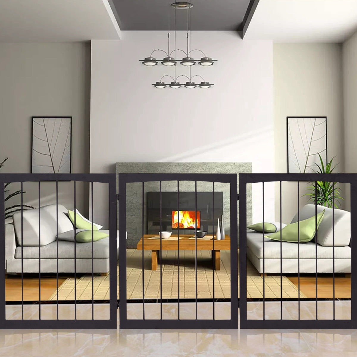Foldable Stair Gate, Pine Wood Pet and Baby Barrier 160 cm