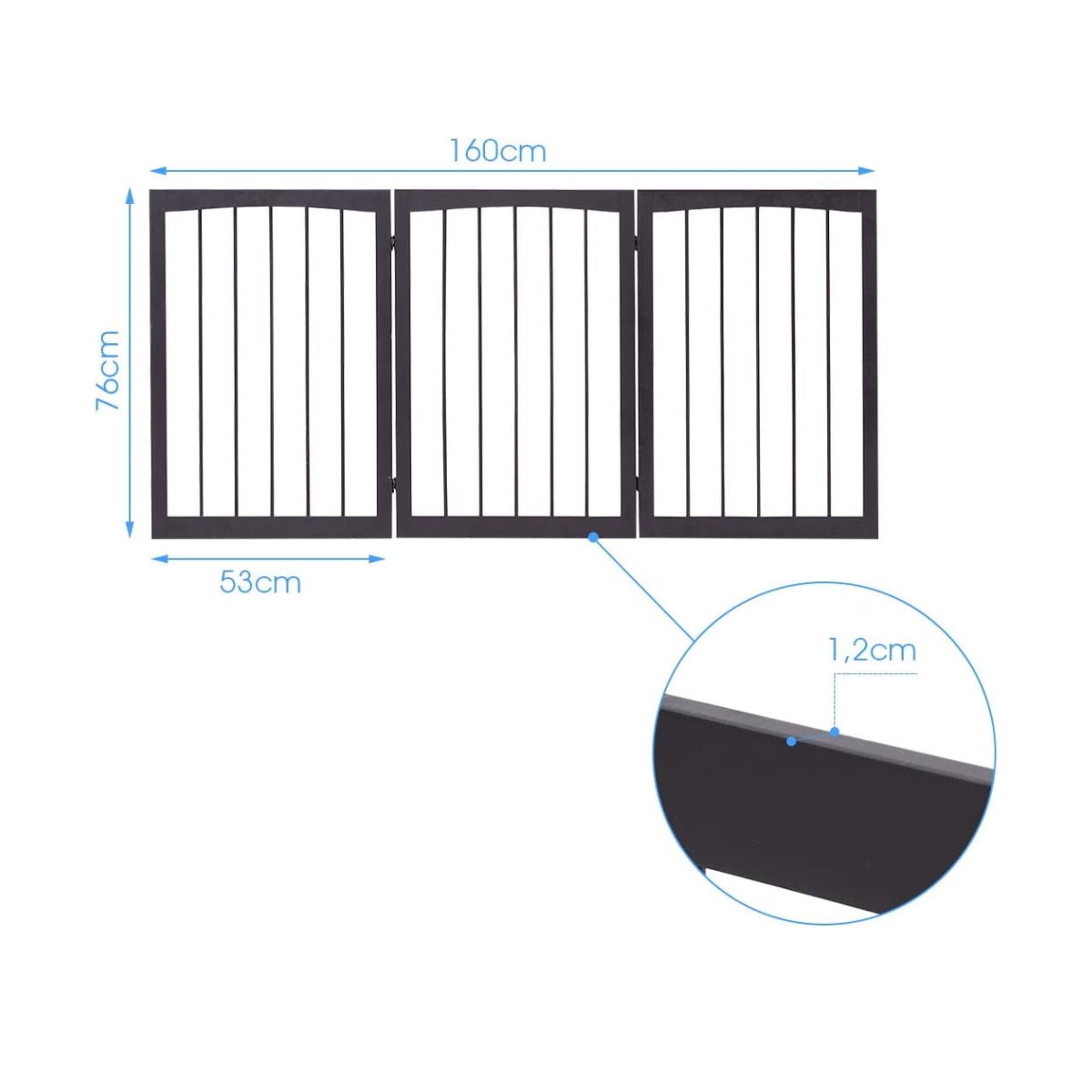 Foldable Stair Gate, Pine Wood Pet and Baby Barrier 160 cm