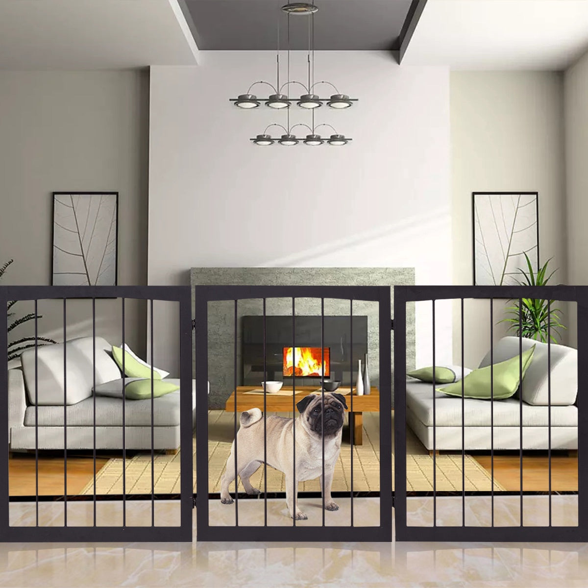 Foldable Stair Gate, Pine Wood Pet and Baby Barrier 160 cm