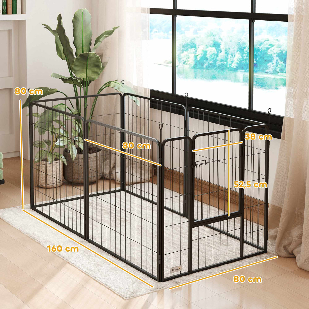 Foldable Steel Pet Playpen, 6 Panels, Grey
