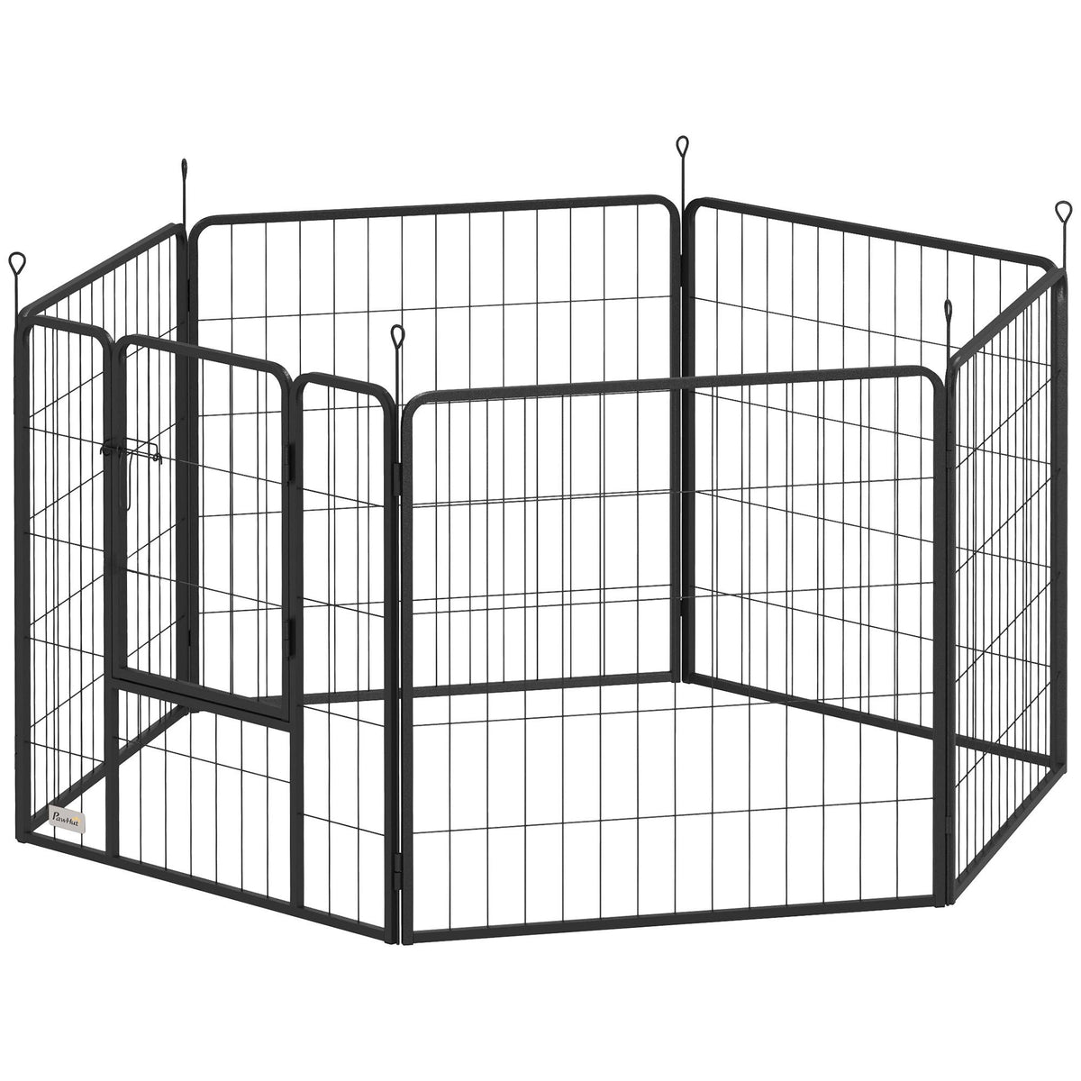 Foldable Steel Pet Playpen, 6 Panels, Grey