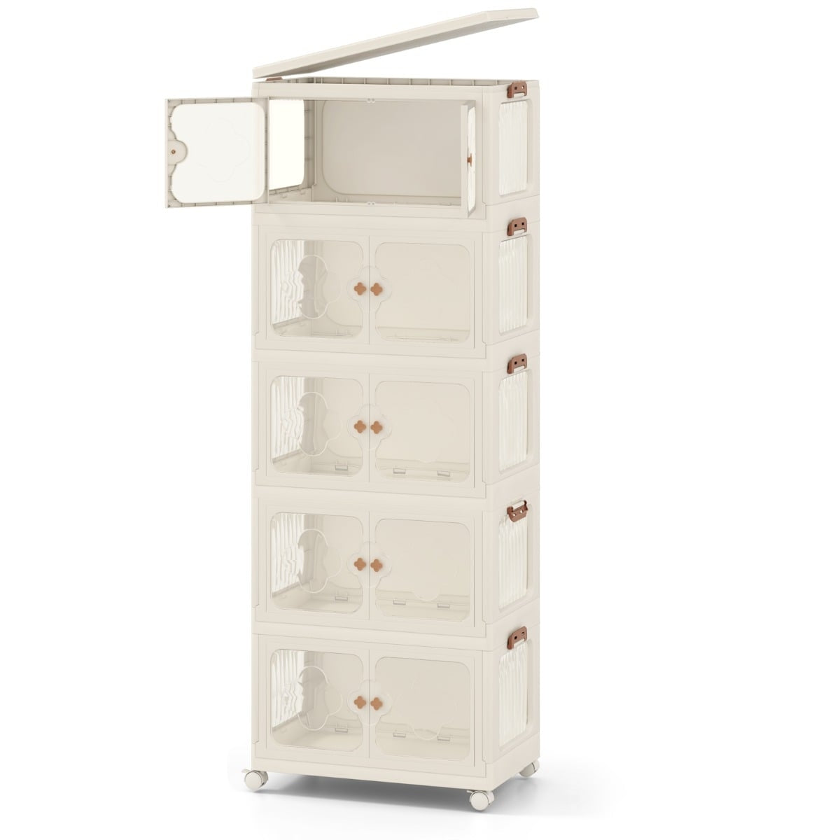 Foldable Storage Box with Lid, Wheels, 265L Capacity