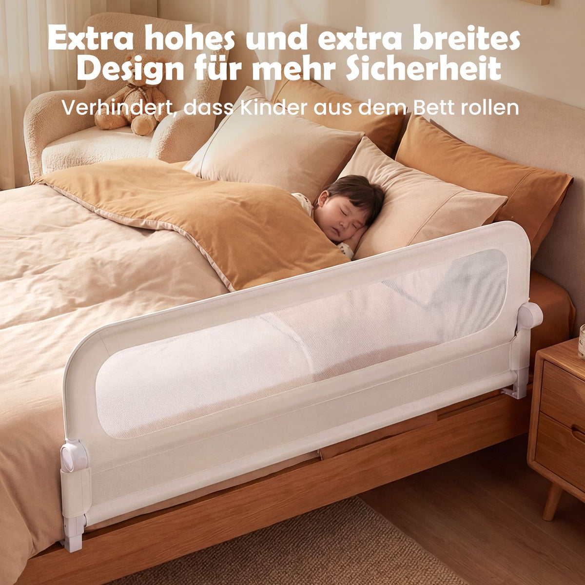 Foldable Toddler Bed Rail with Removable Cover, 178 cm