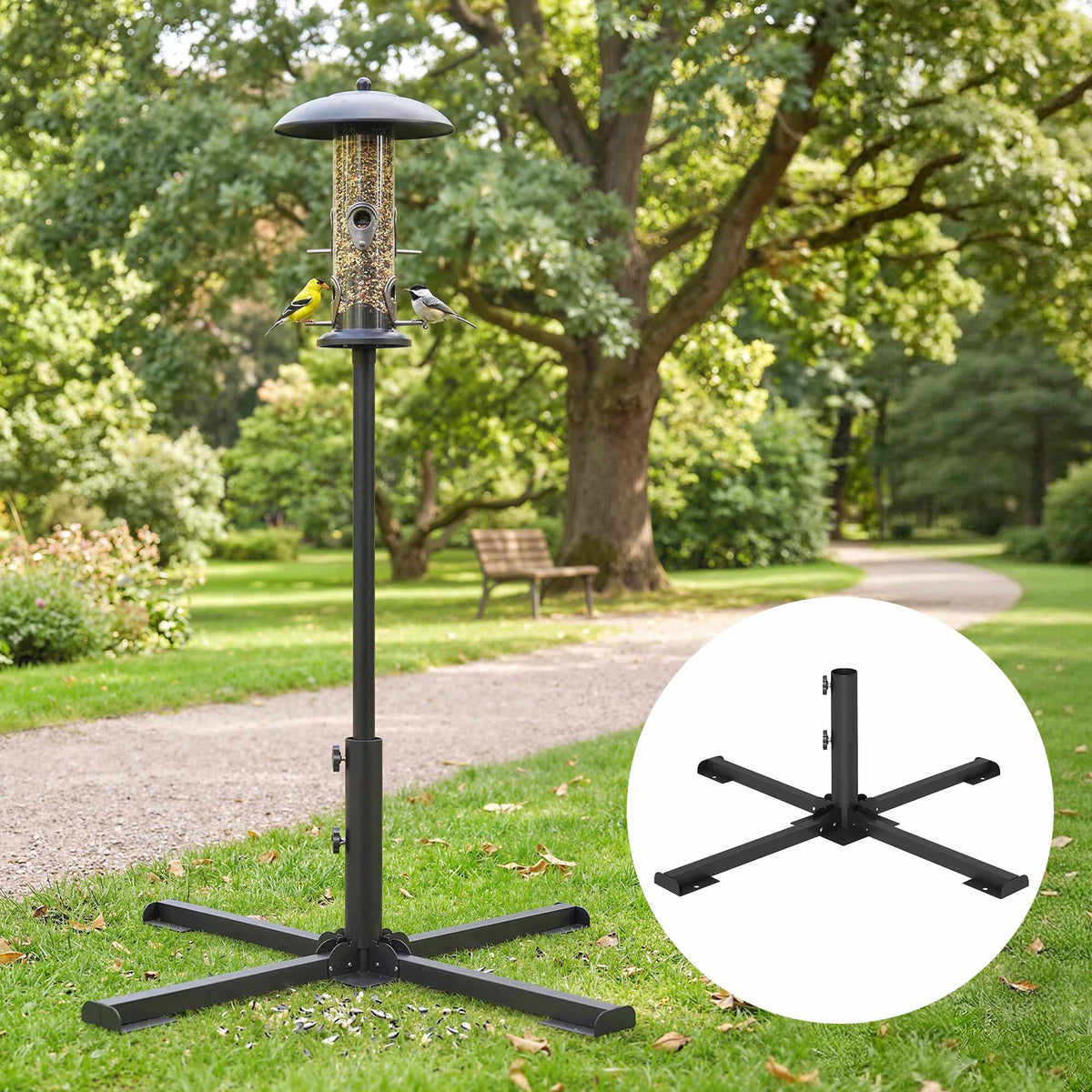 Foldable Umbrella Stand, Fits 38/48mm Poles, Dark Grey