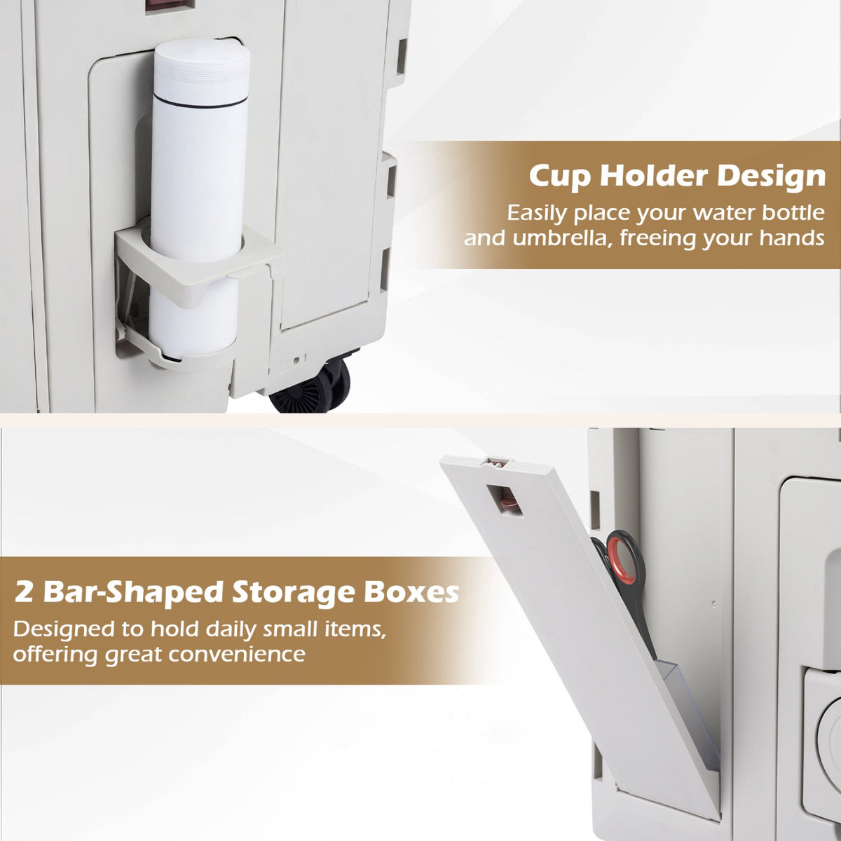 Foldable Utility Cart with Cup Holder, Adjustable Handle