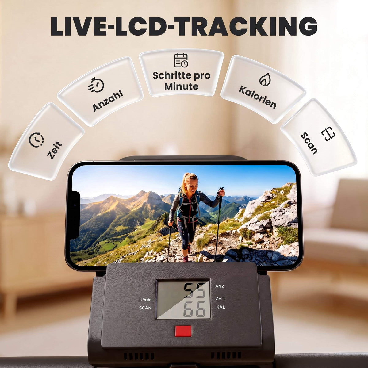 Foldable Vertical Climber with 3 Resistance Levels & LCD Monitor