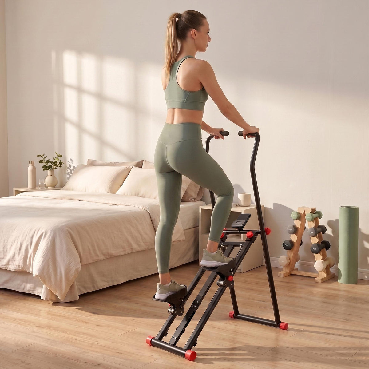 Foldable Vertical Climber with 3 Resistance Levels & LCD Monitor