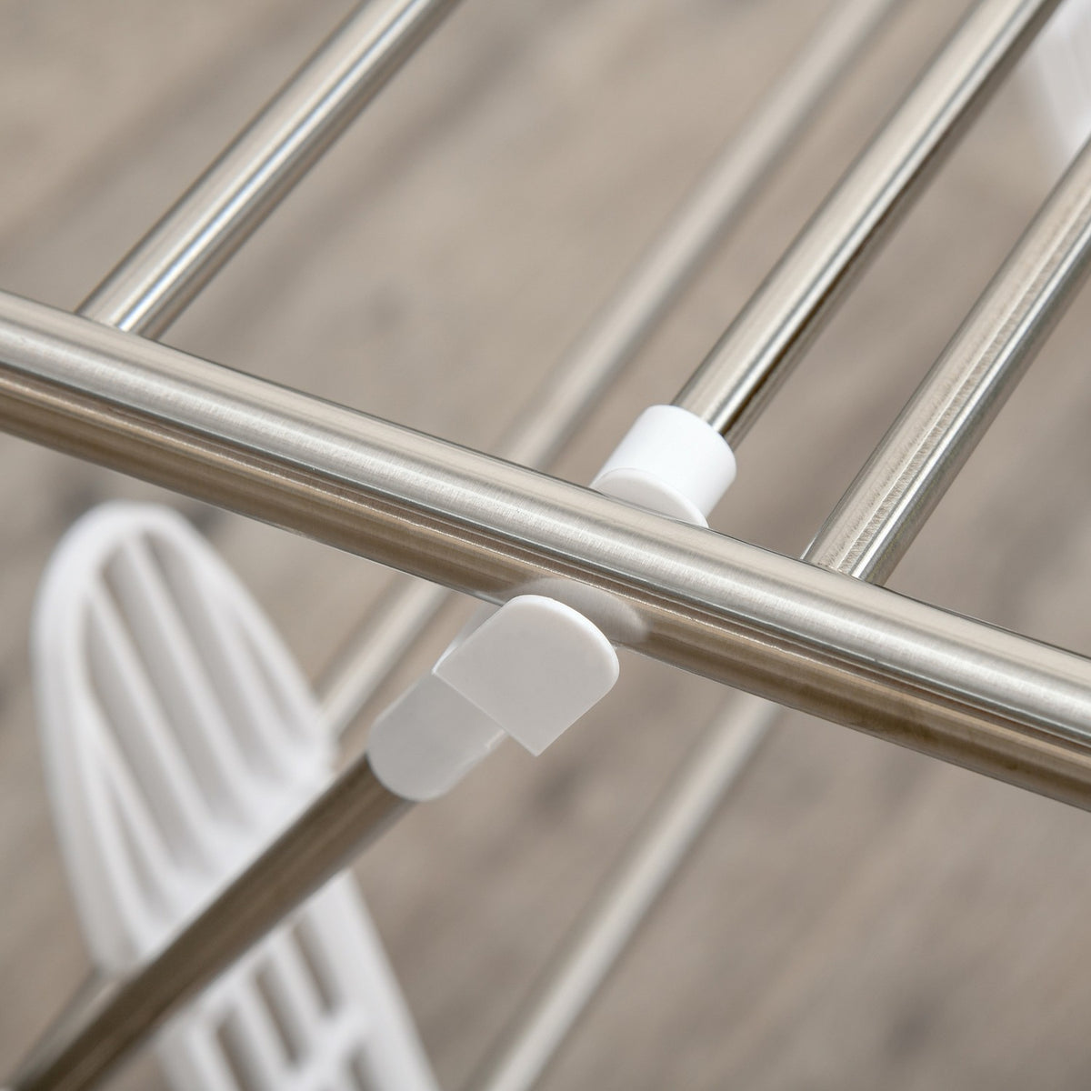 Foldable clothes airer 3 levels wing dryer stainless steel plastic silver/white 138x60.5x112cm