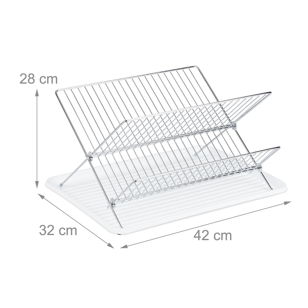 Foldable dish rack with drip tray