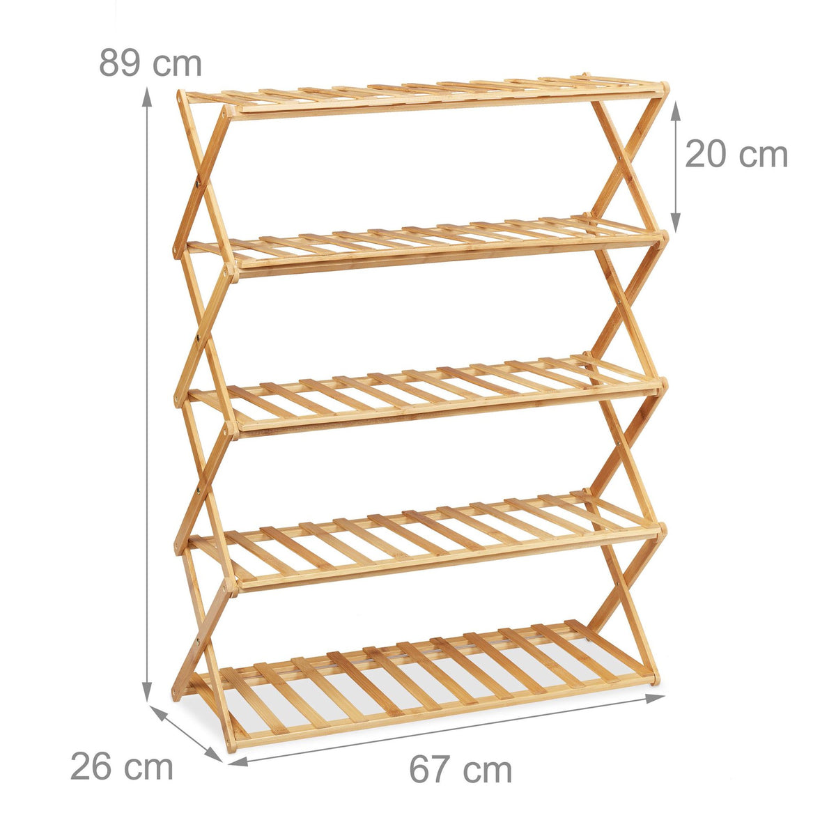 Foldable shoe shelf made of bamboo