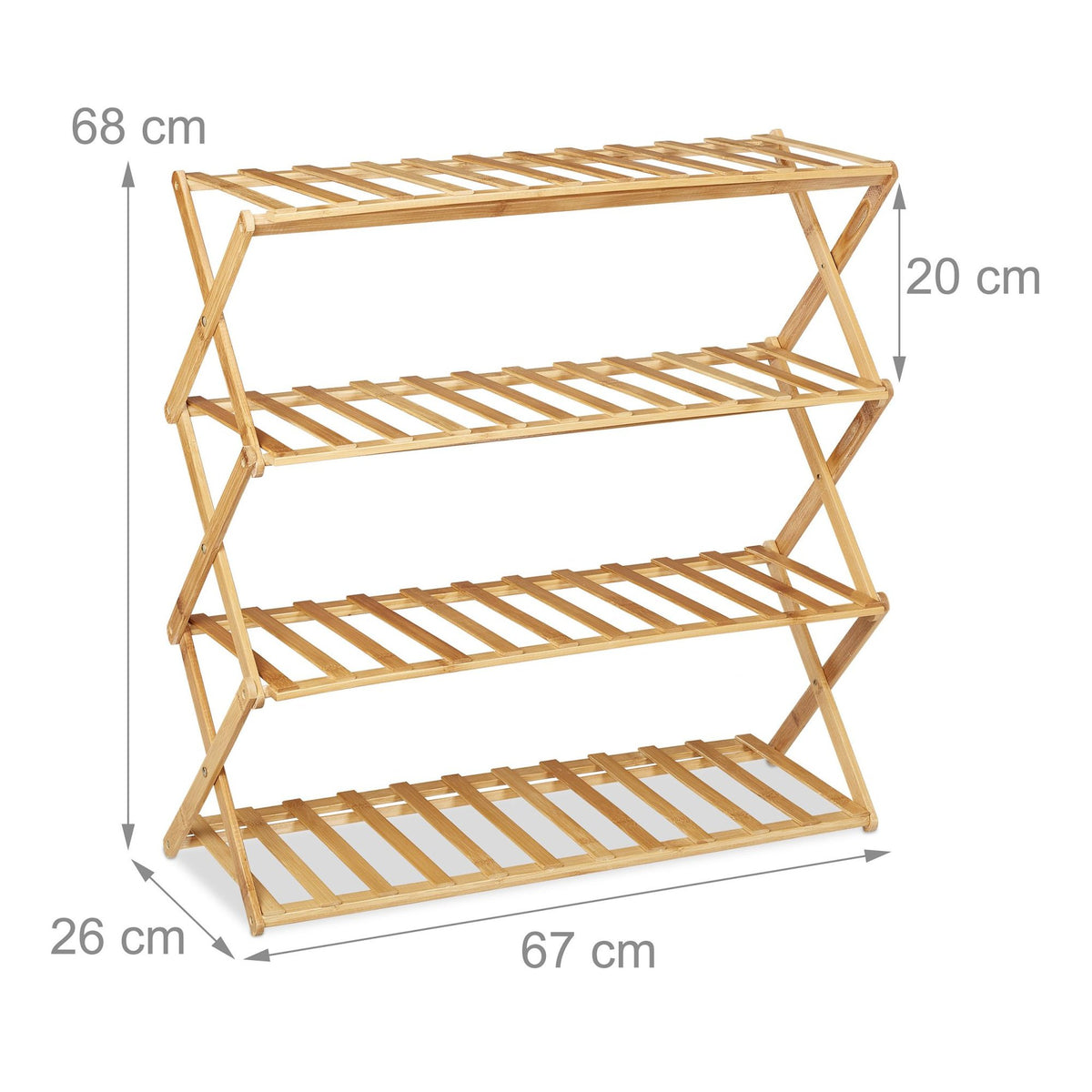 Foldable shoe shelf made of bamboo