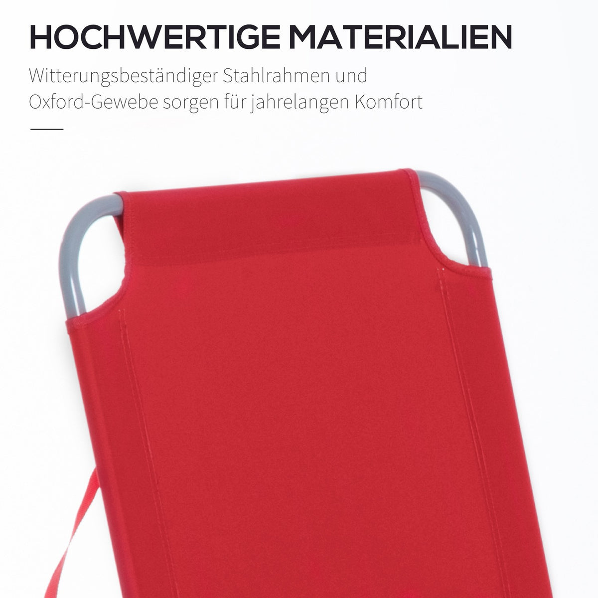 Foldable sun lounger with multi-adjustable backrest made of metal and polyester in red