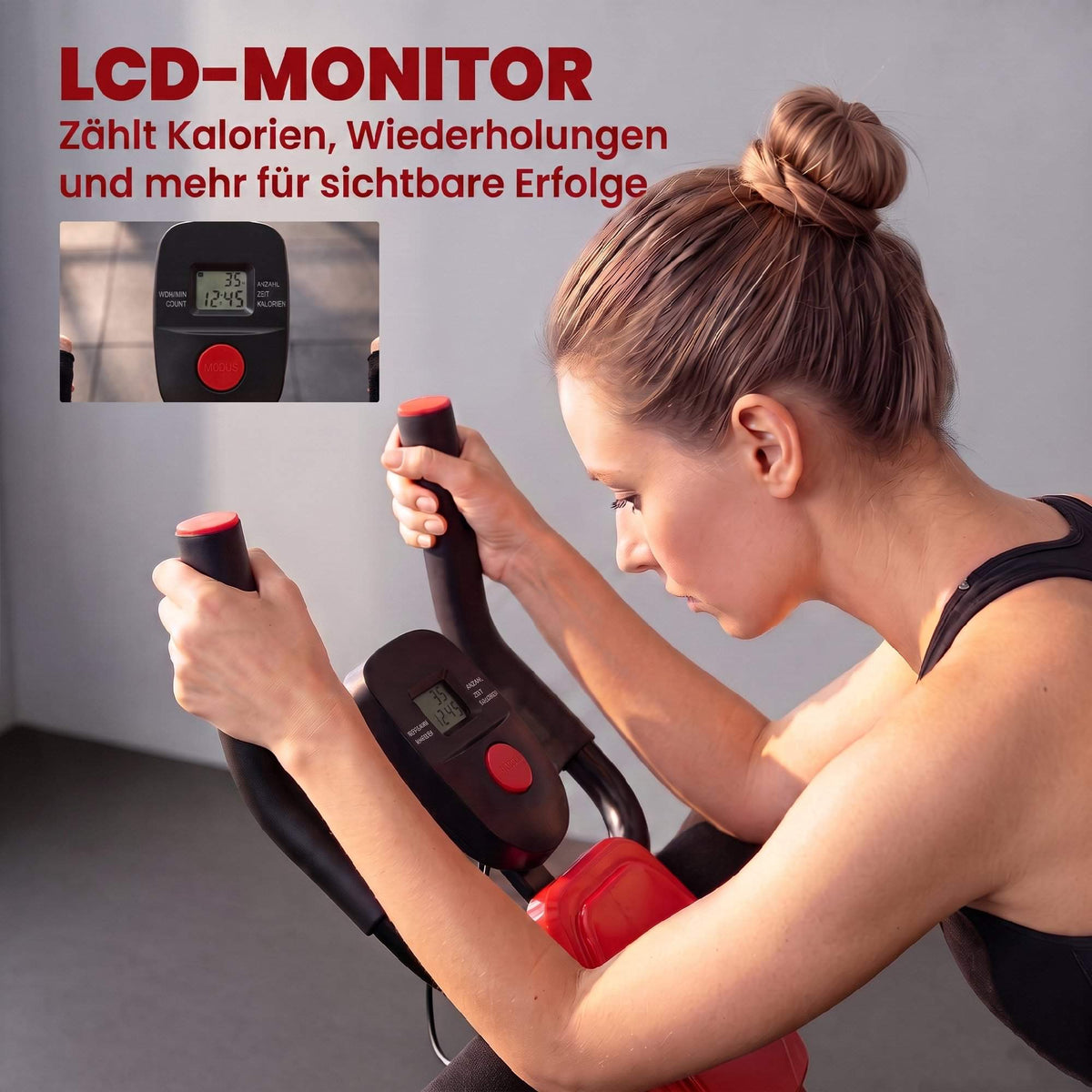 Folding Ab Trainer with LCD Display, Steel, Red, 120 kg Capacity