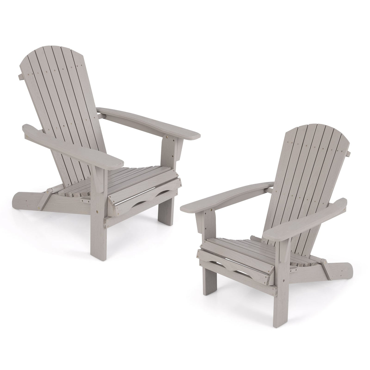 Folding Adirondack Chair Set, Wood, 180kg Capacity, Gray