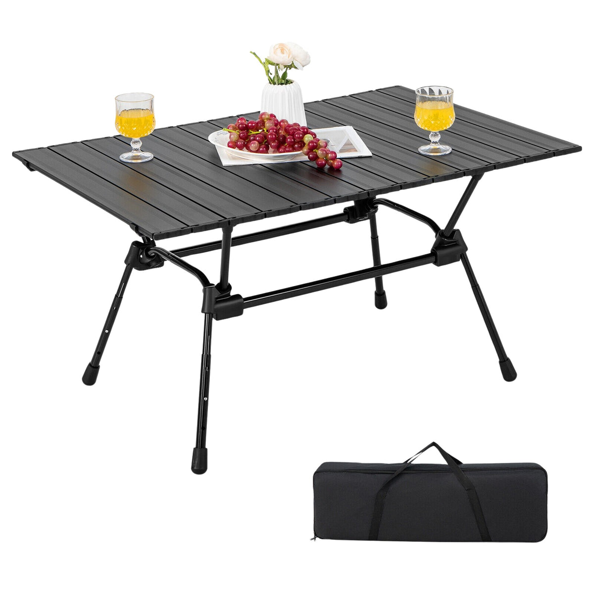 Folding Aluminum Camping Table – Adjustable Height, Carry Bag