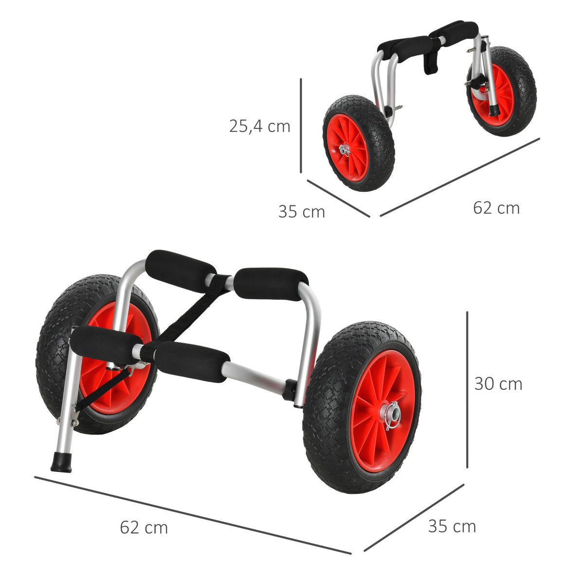Folding Aluminum Kayak Cart with Straps, 70 kg Capacity