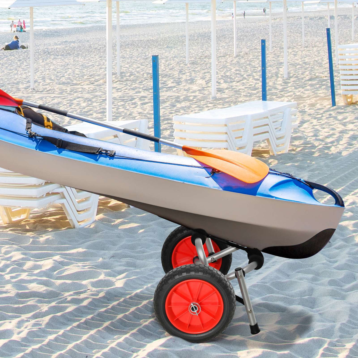 Folding Aluminum Kayak Cart with Straps, 70 kg Capacity