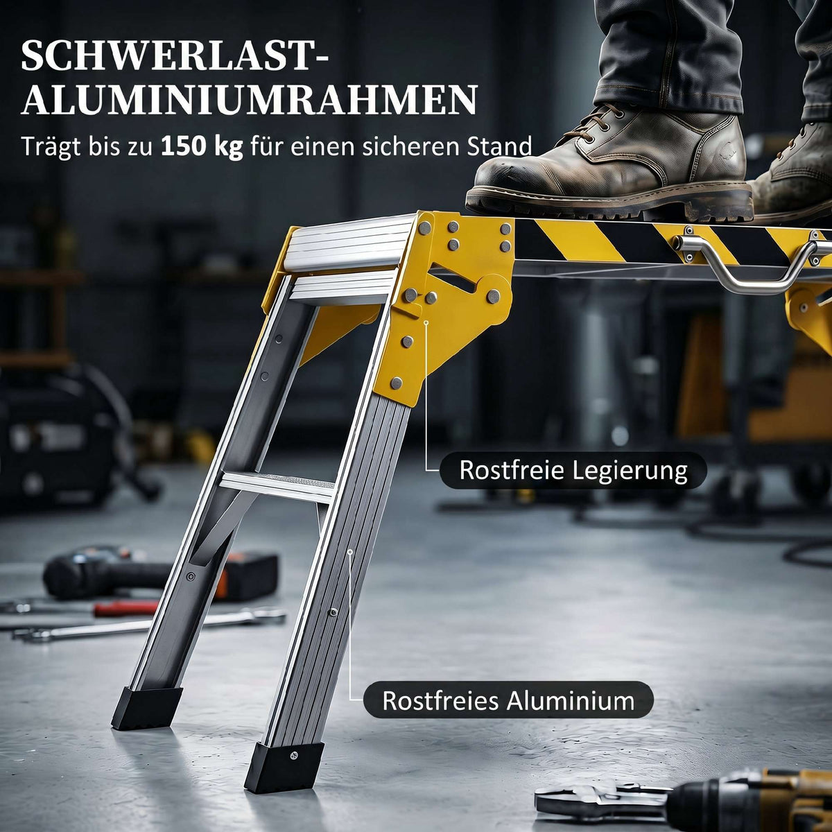 Folding Aluminum Workbench – Non-Slip, 150 kg Capacity