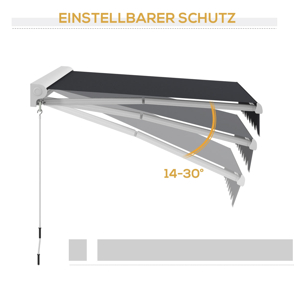 Folding Arm Awning 2.5X2M Electric Awning With Hand Crank And Remote Control, Wall Mounting Sun Canopy, Aluminum, Grey