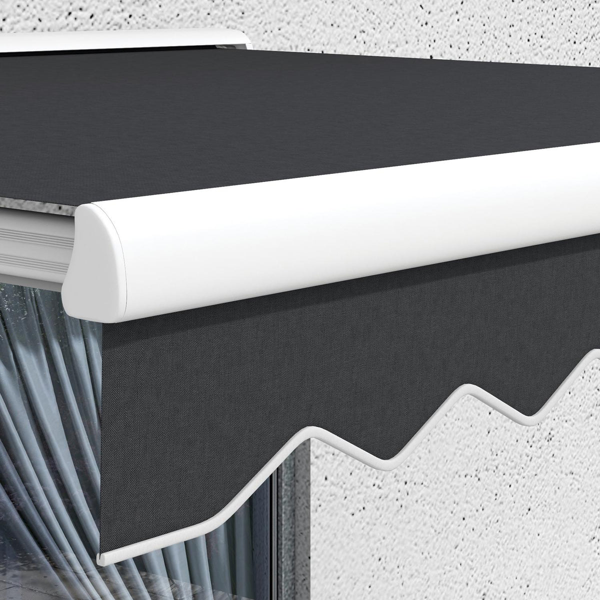 Folding Arm Awning 2.5X2M Electric Awning With Hand Crank And Remote Control, Wall Mounting Sun Canopy, Aluminum, Grey
