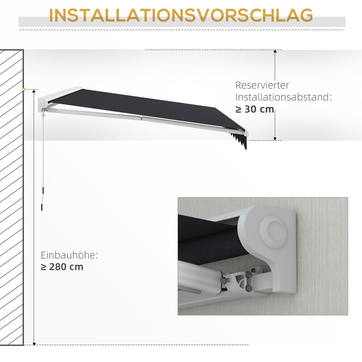 Folding Arm Awning 4 X 3 M Electric Awning With Hand Crank, Remote Control Wall Mounted Sun Canopy Balcony Awning For Garden Aluminum Grey