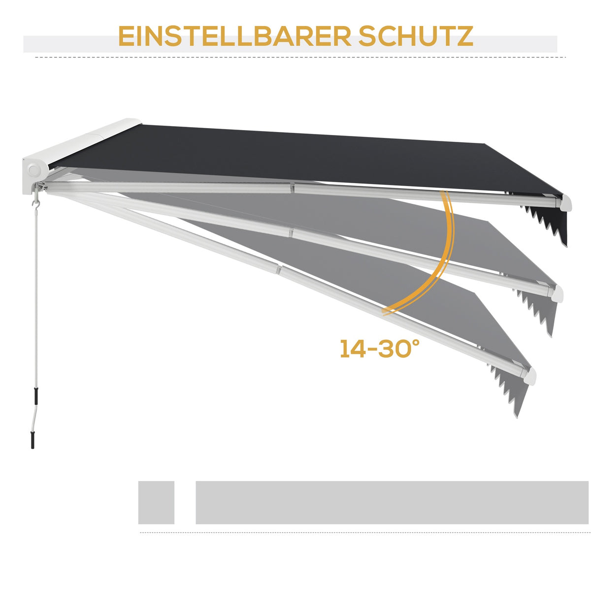 Folding Arm Awning 4 X 3 M Electric Awning With Hand Crank, Remote Control Wall Mounted Sun Canopy Balcony Awning For Garden Aluminum Grey