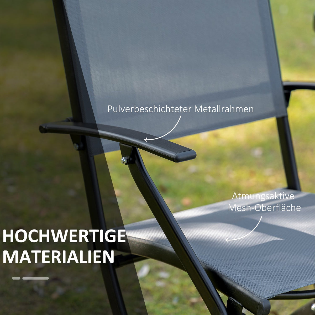 Folding Balcony Set For 2 People Seating Group Table 2 Chairs Metal Mesh Black Gray