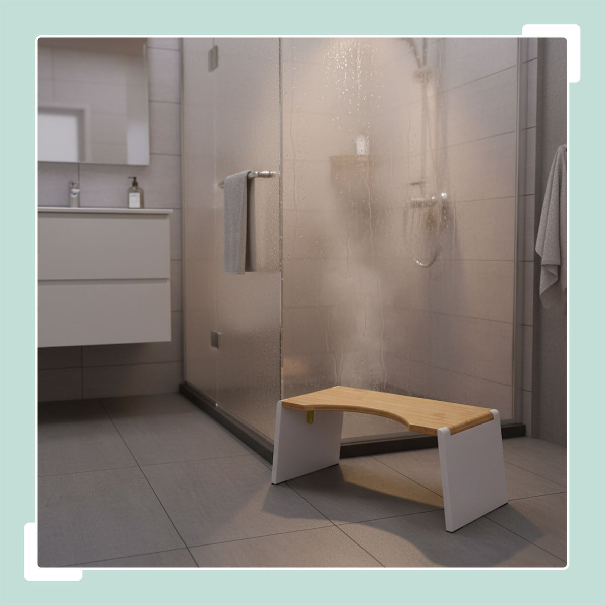 Folding Bamboo Toilet Stool – Non-Slip, Space-Saving