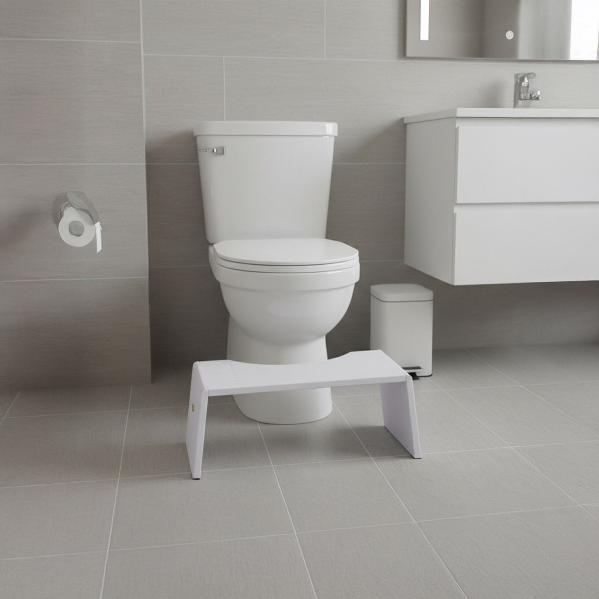 Folding Bamboo Toilet Stool – Non-Slip, Space-Saving