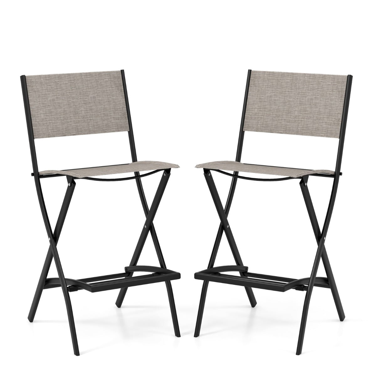 Folding Bar Stool Set with Backrest, Breathable Fabric