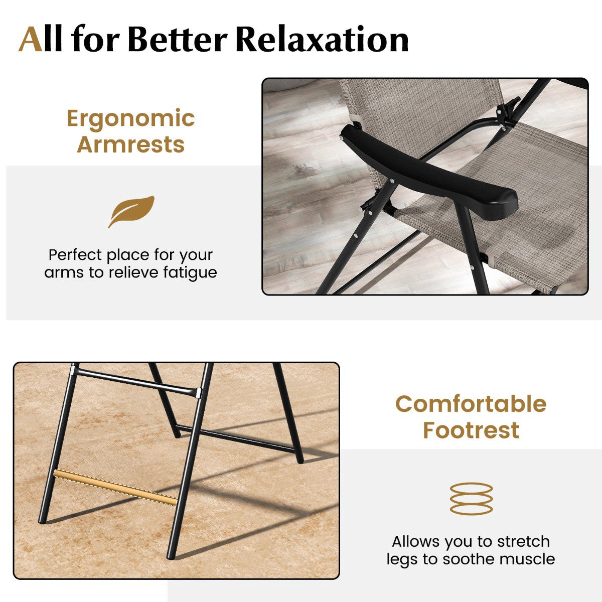Folding Bar Stools Set of 2 – Metal Frame, Footrest