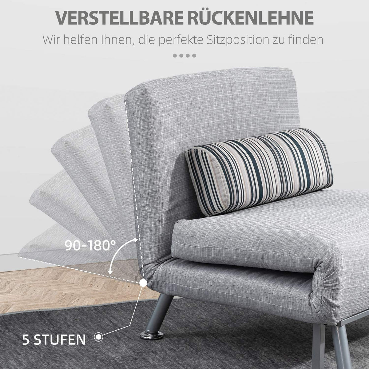 Folding Bed, Sofa Bed, Folding Mattress, Metal, Grey, 75X70X75Cm