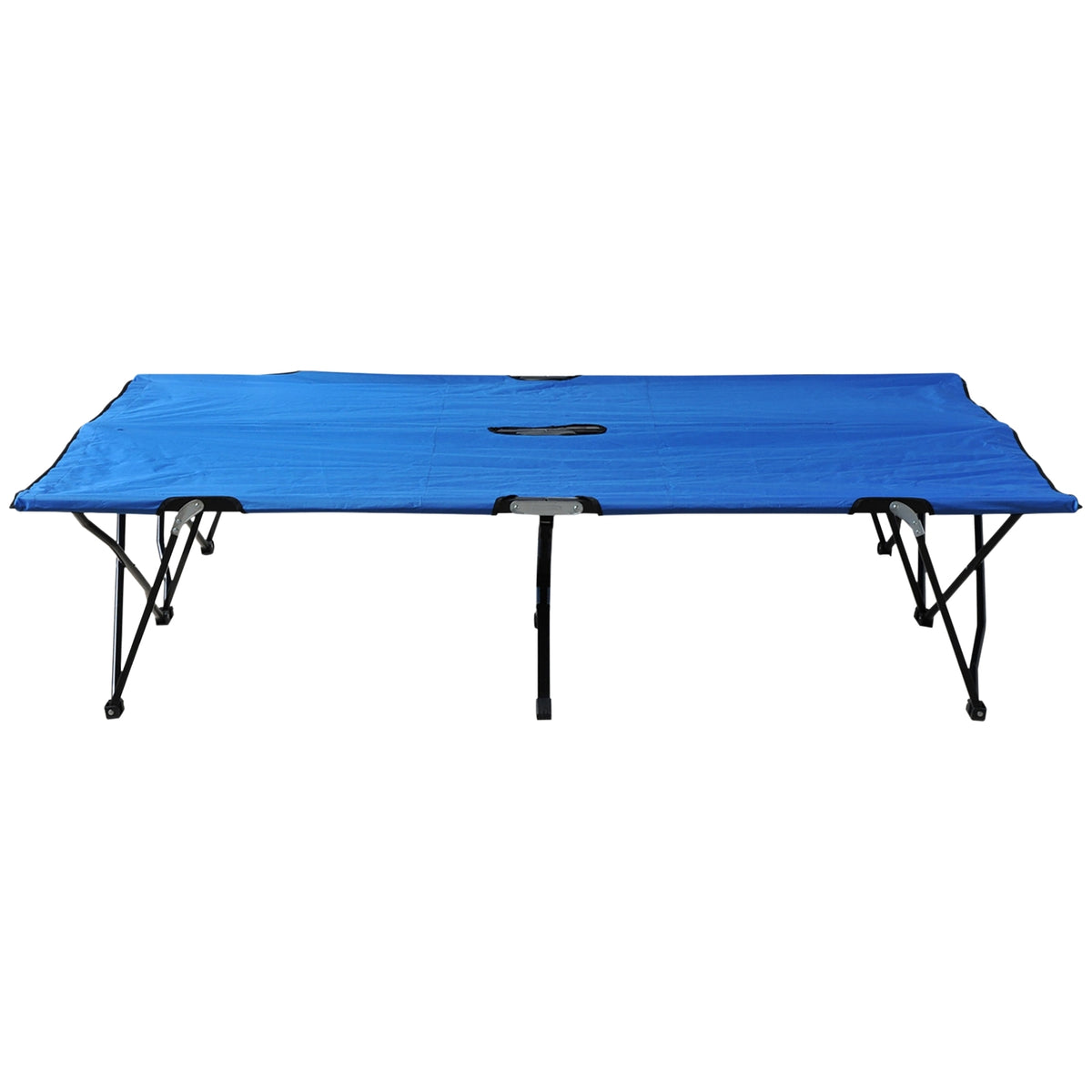 Folding Camping Bed For 2 People, Camp Bed With Carry Bag, Up To 136 Kg, Steel Oxford, Blue + Black, 193X125X40Cm