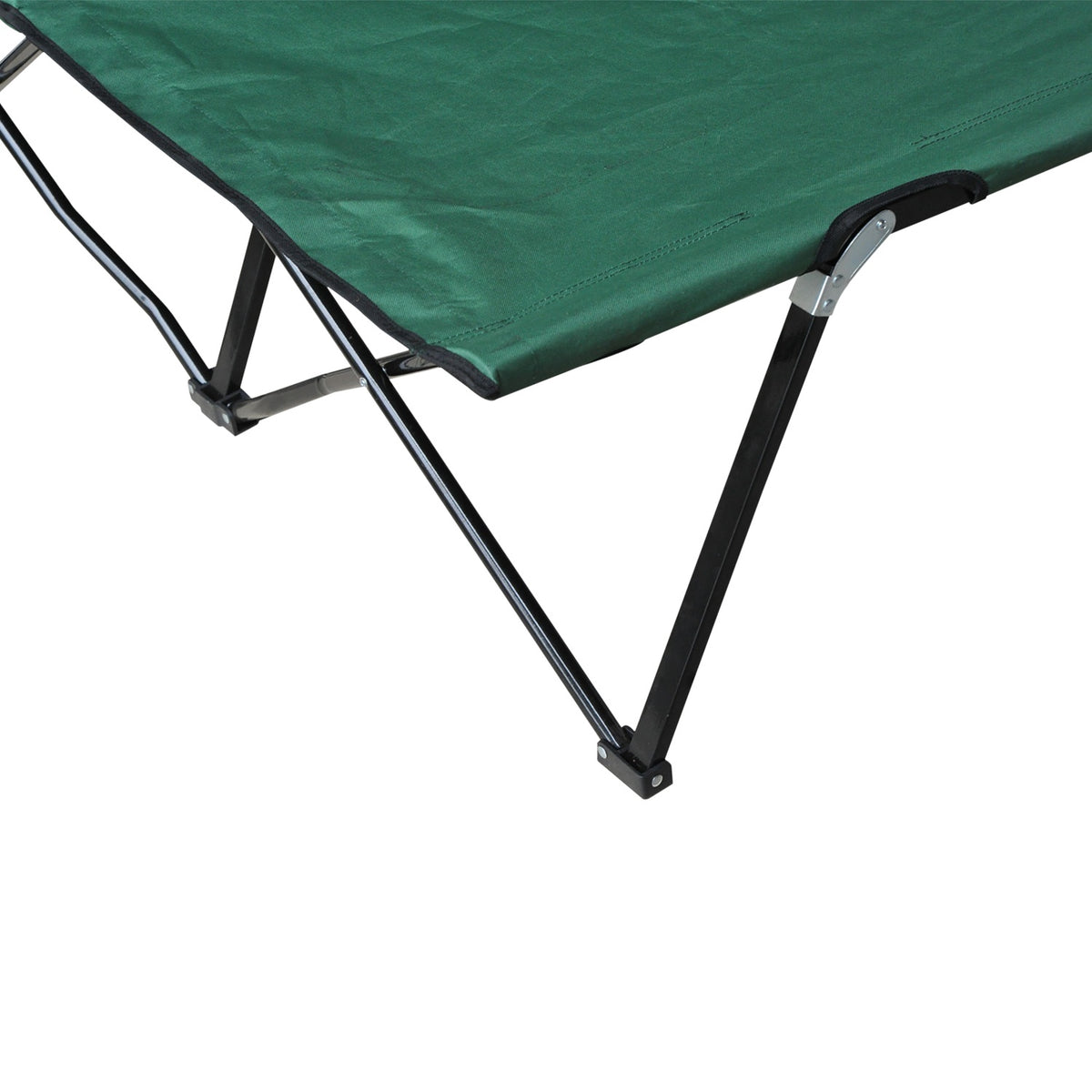 Folding Camping Bed For 2 People, Folding Camp Bed With Carrying Bag, Can Hold Up To 136 Kg, Steel Oxford Green + Black, 193 X 125 X 40 Cm