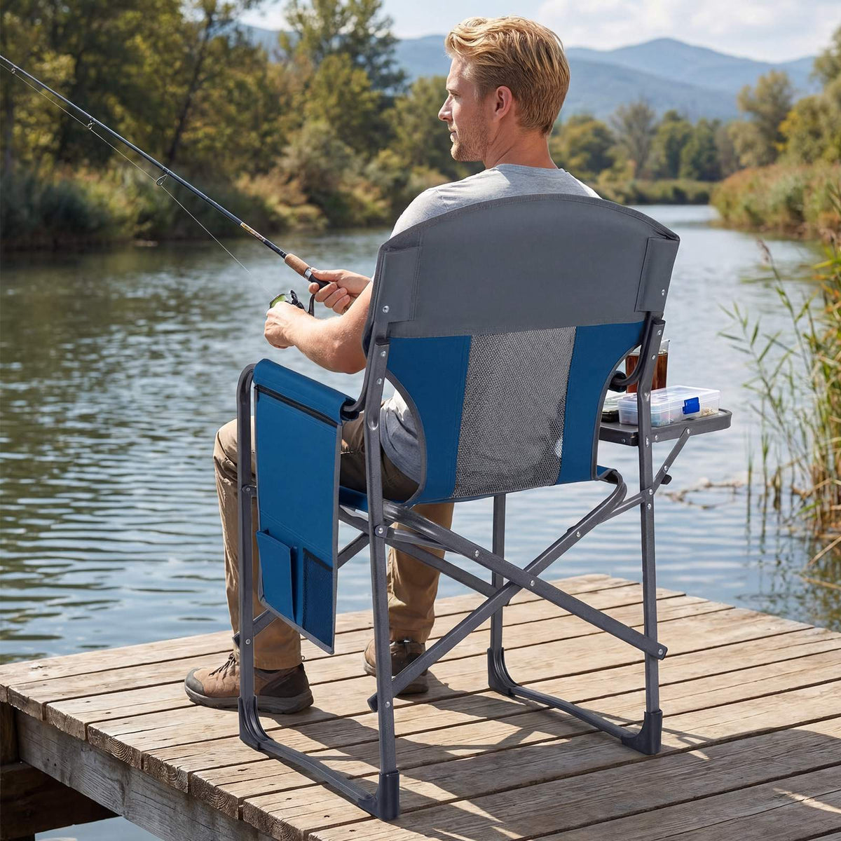 Folding Camping Chair – Cup Holder, Pocket, 400 lb Capacity